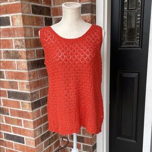 Eddie‎ Bauer Burnt Orange Crochet Knit Tank Top
